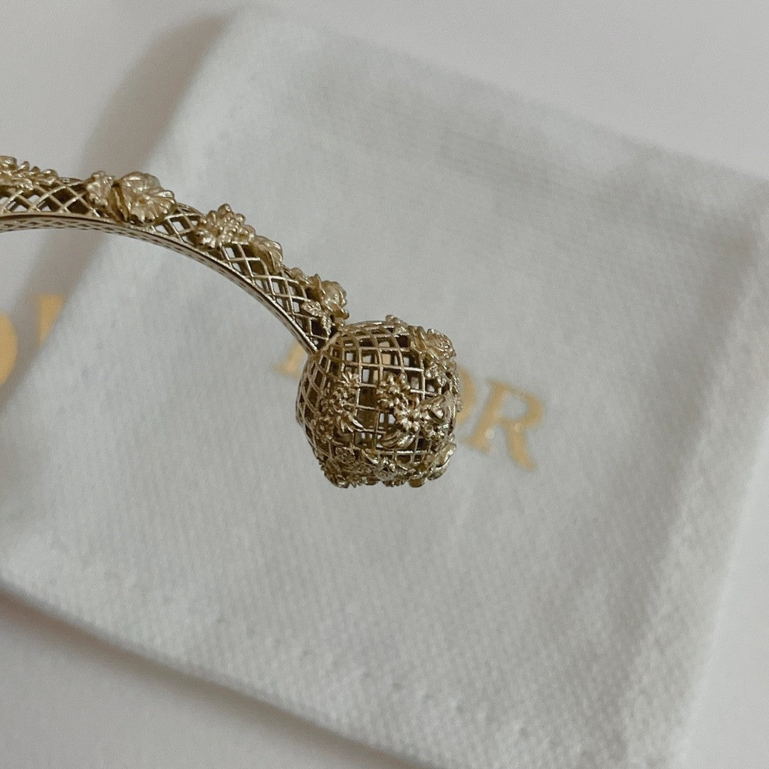 Gold Floral Cutout Cuff Bracelet