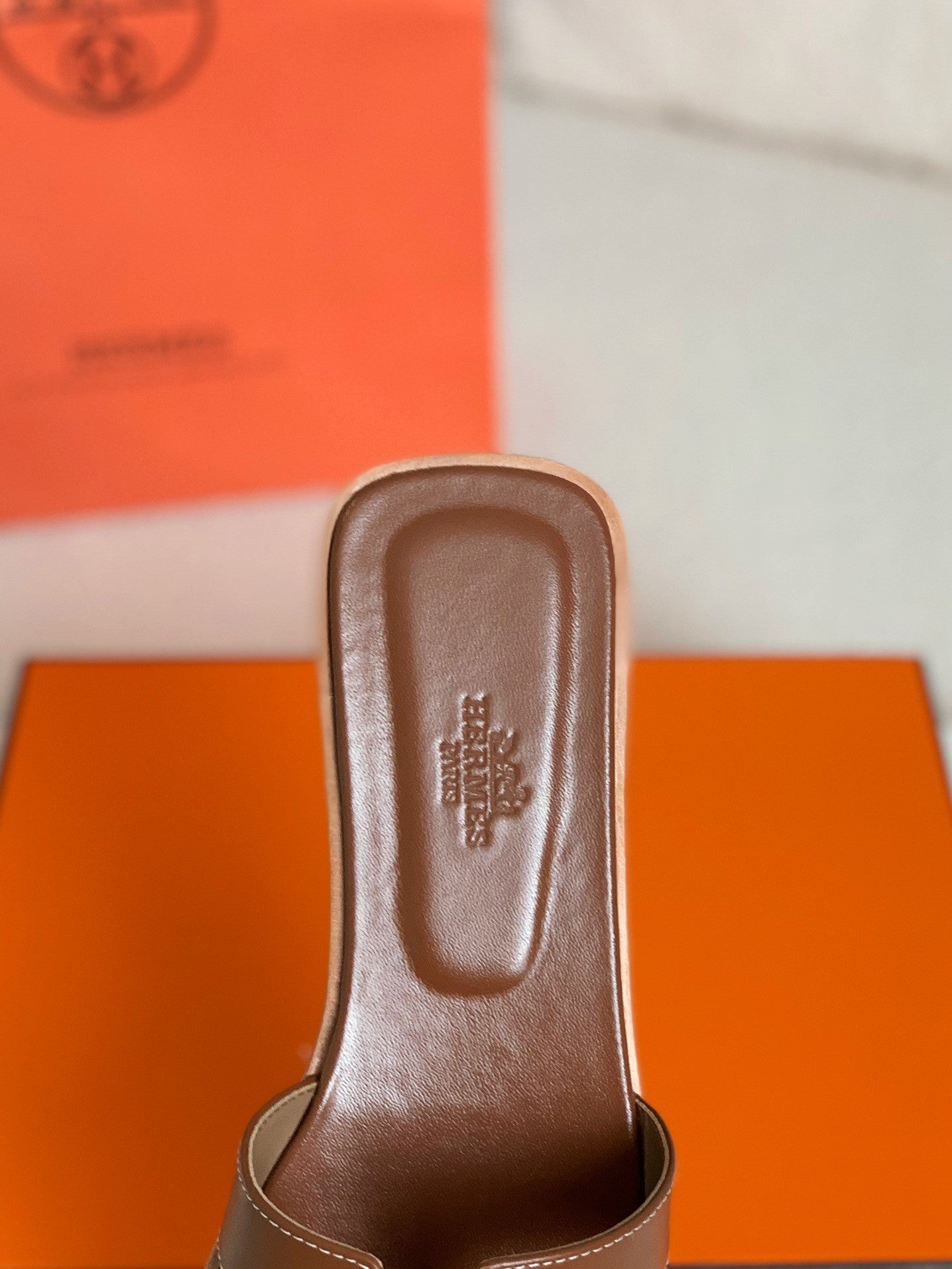 Oran Brown Leather Slide Sandals