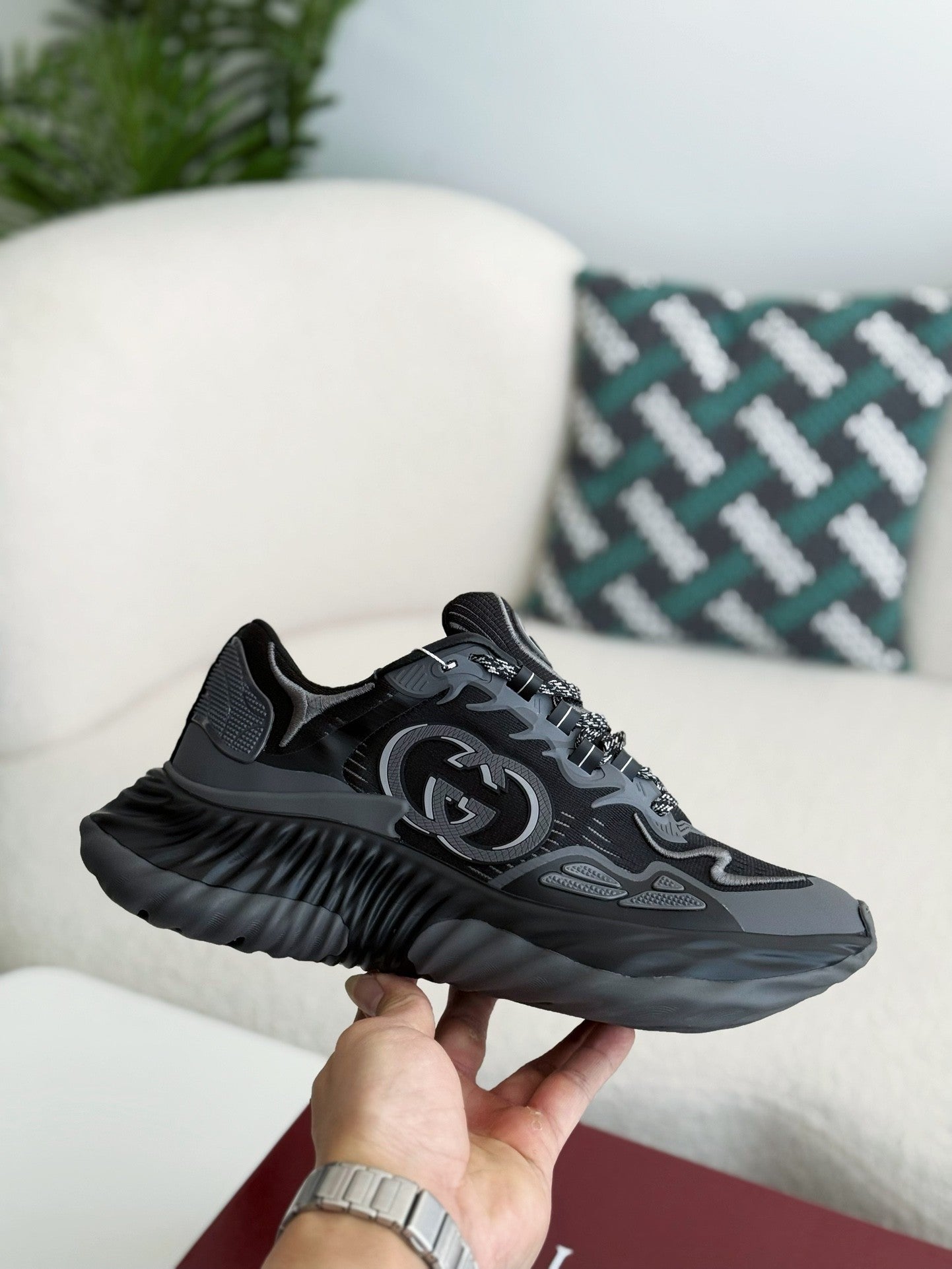 Ripple Black Chunky Sneakers