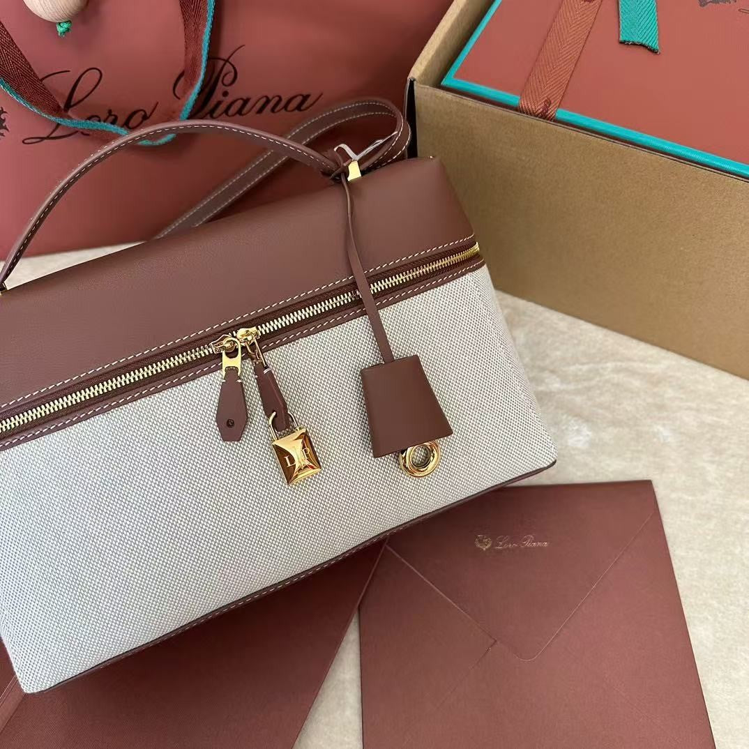 Wine Red Leather & Canvas Crossbody Bag