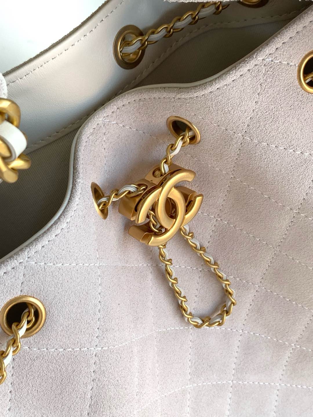 Quilted Suede Bucket Bag
