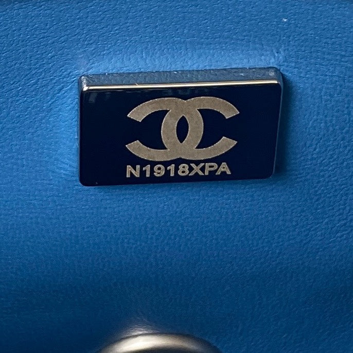 Embroidered Blue Flap Bag