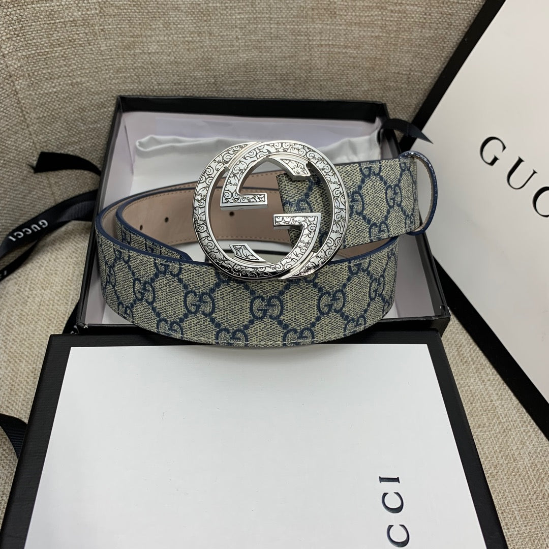 Monogram Canvas Belt with Silver GG Buckle