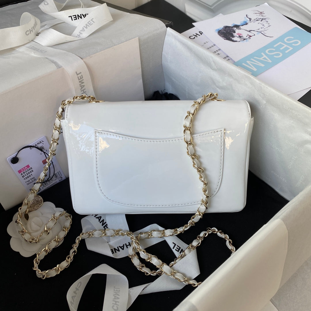 Camellia Patent Flap Bag