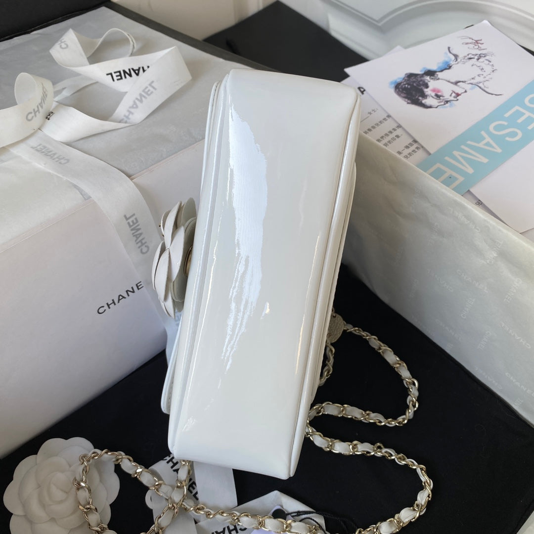 Camellia Patent Flap Bag