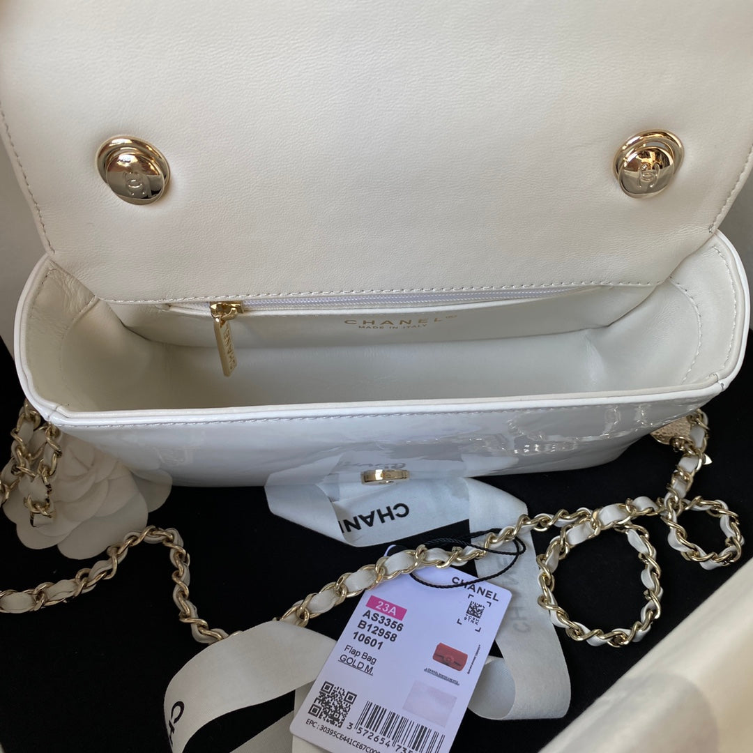 Camellia Patent Flap Bag