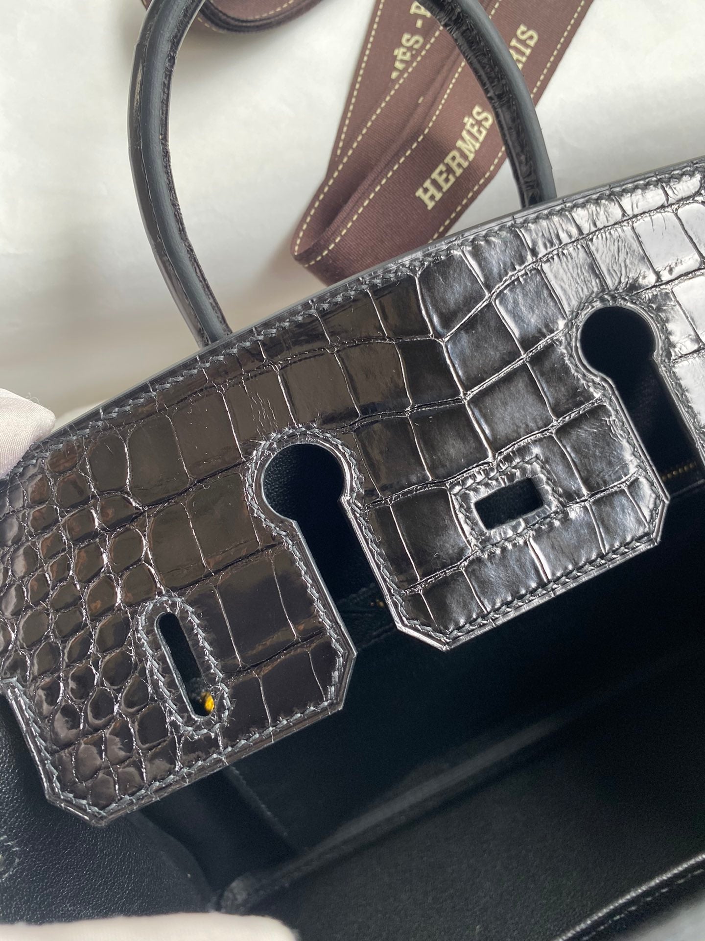 Birkin 25 Togo Leather & Crocodile Leather Bag