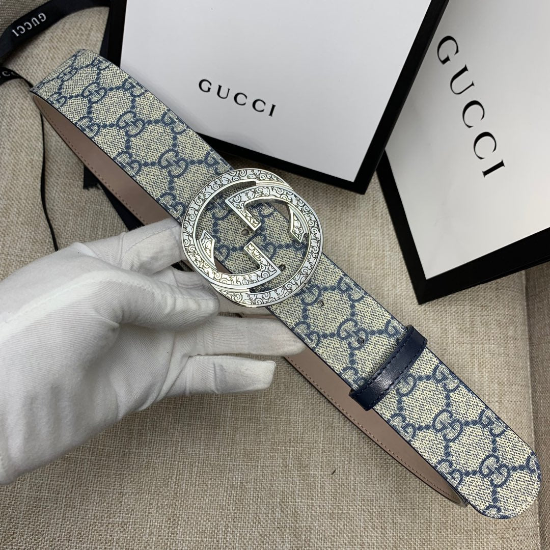 Monogram Canvas Belt with Silver GG Buckle