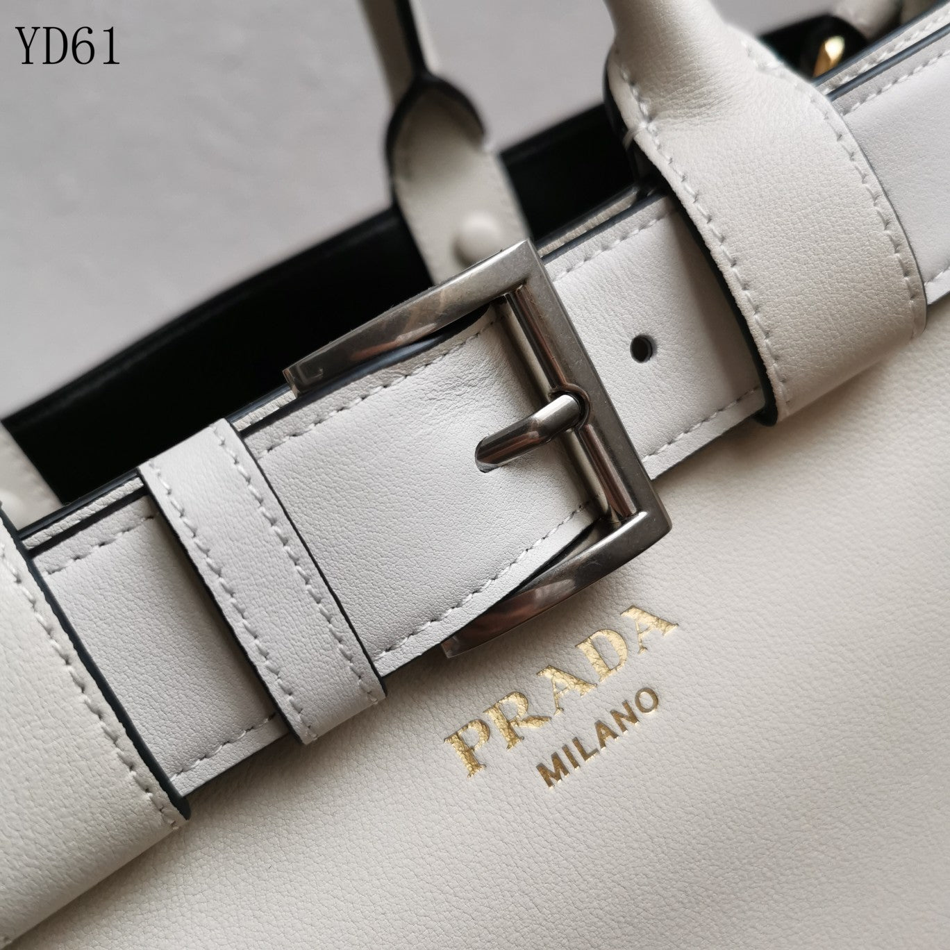 Buckle Belted Medium Leather Tote Bag