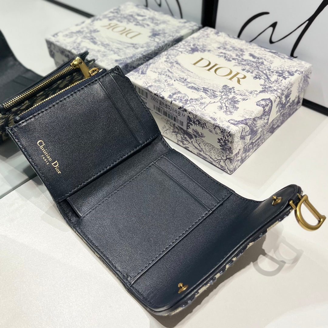 Oblique Lotus Wallet with Asymmetrical Flap & Gold "D" Charm