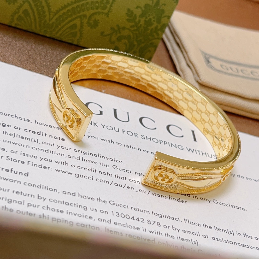 Vintage Gold Engraved Cuff Bracelet