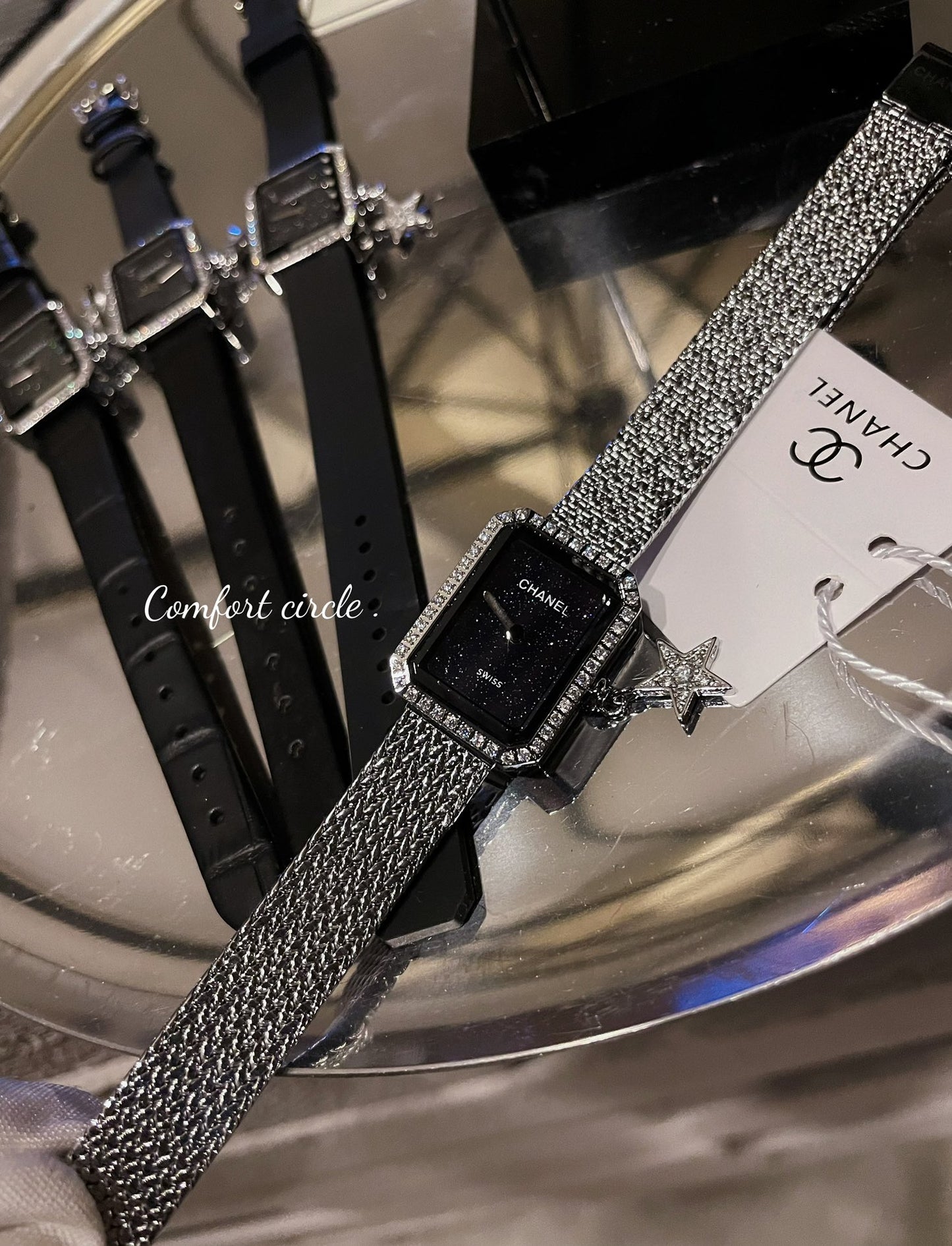 Midnight Sparkle Watch with Crystal Bezel & Star Charm