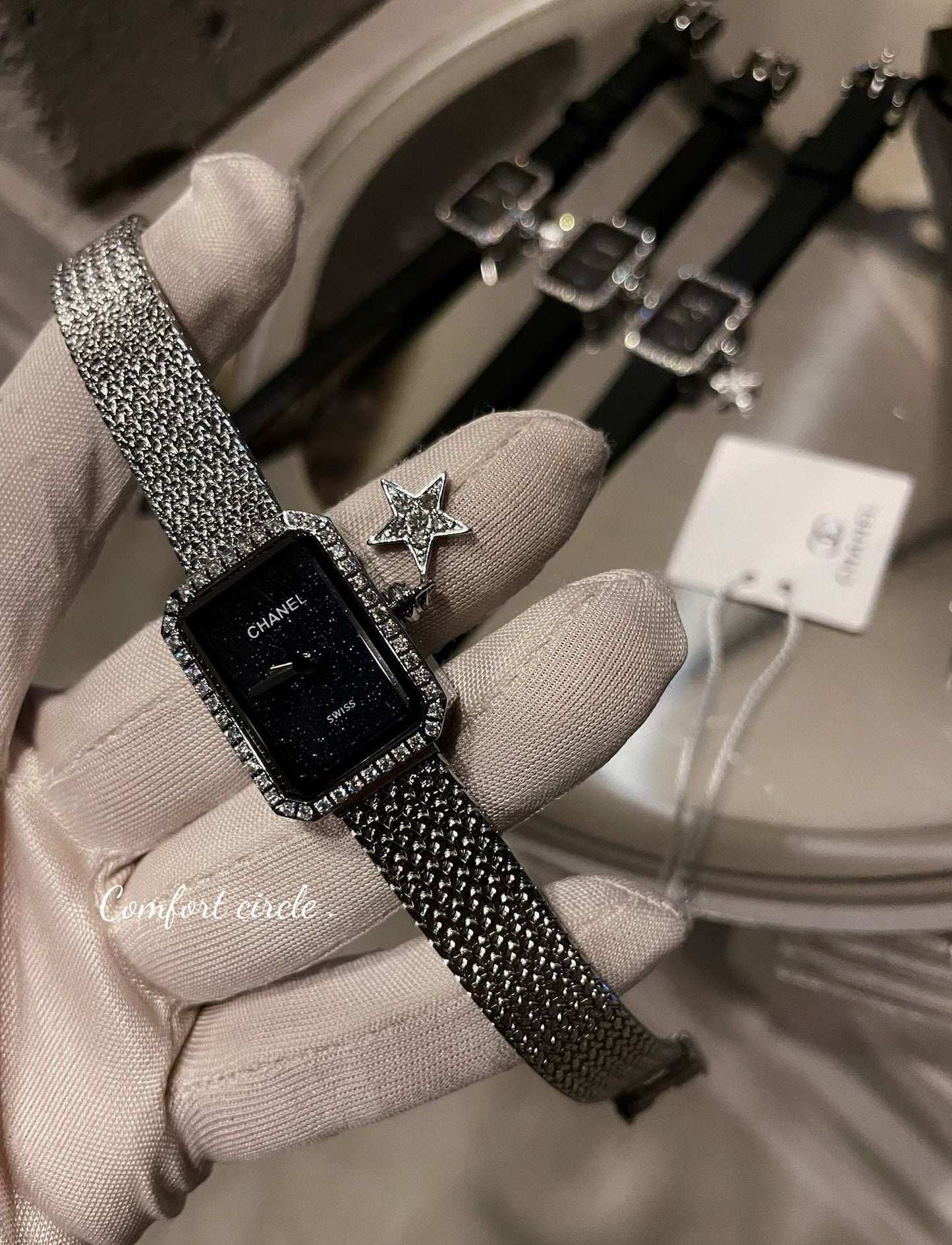 Midnight Sparkle Watch with Crystal Bezel & Star Charm