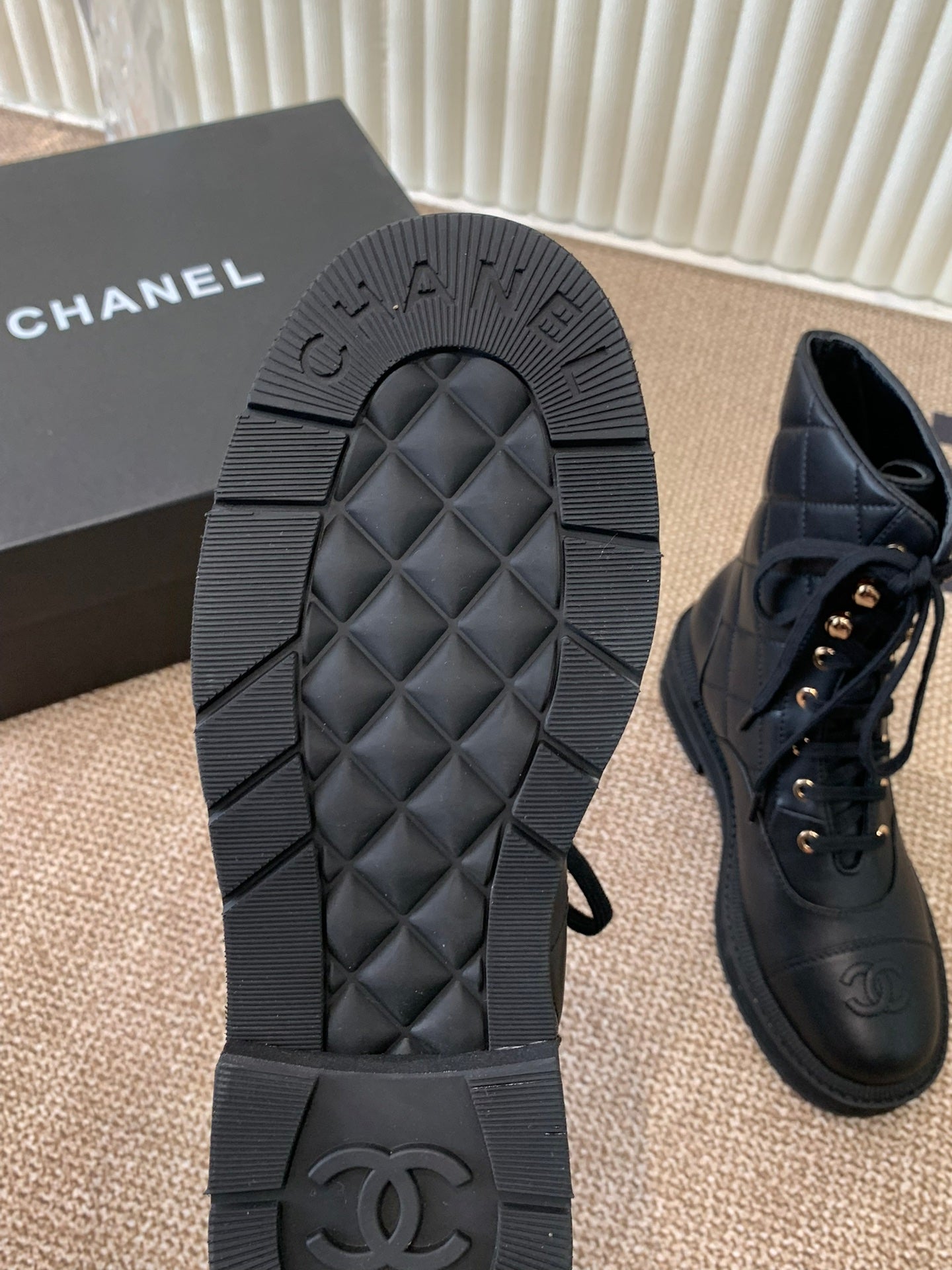 Quilted Leather Combat Boots