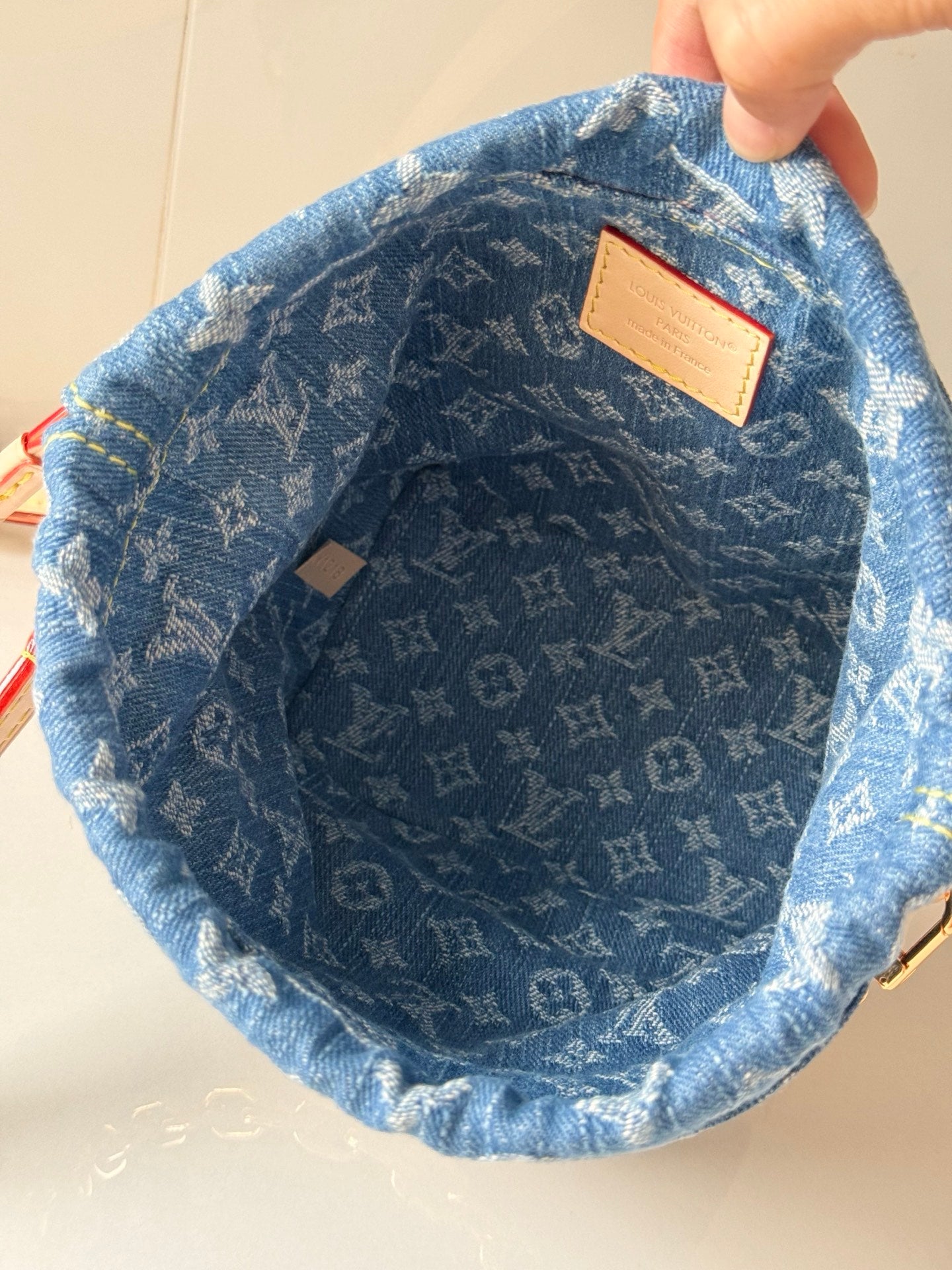 Nano Noé Denim Monogram Bucket Bag