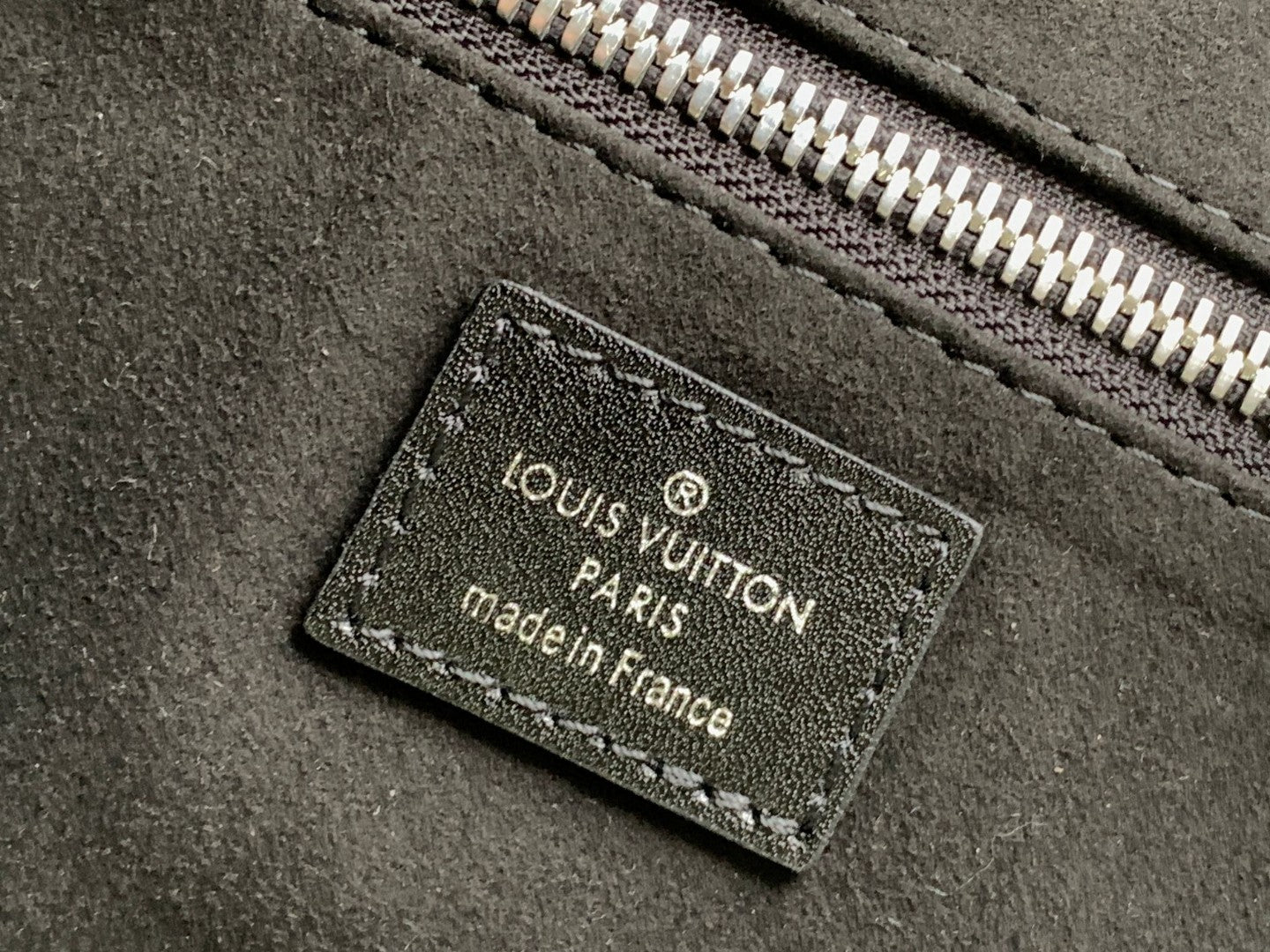 CarryAll Dark Shoulder Bag β Black Lambskin Leather & Monogram Pouch