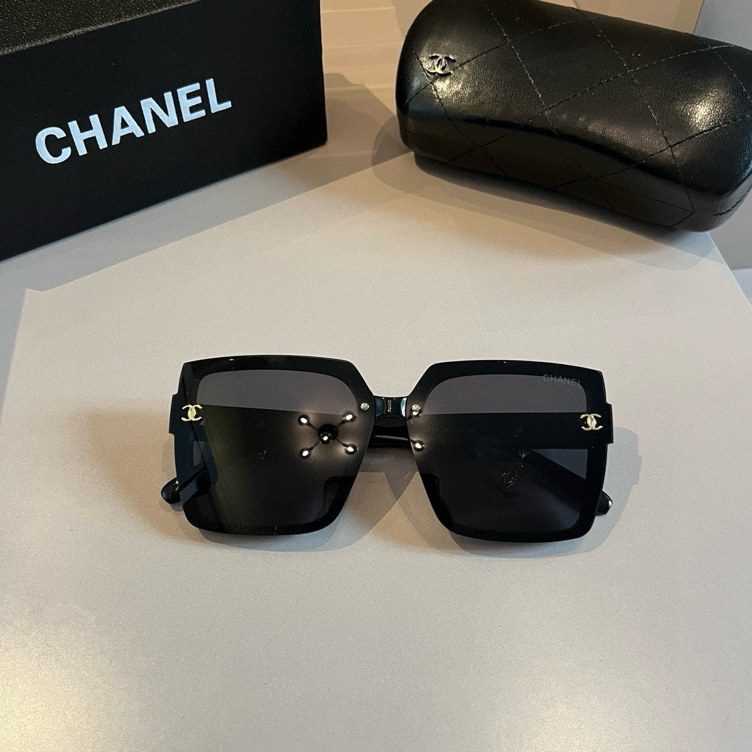 Black & Gold Drop-Logo Sunglasses