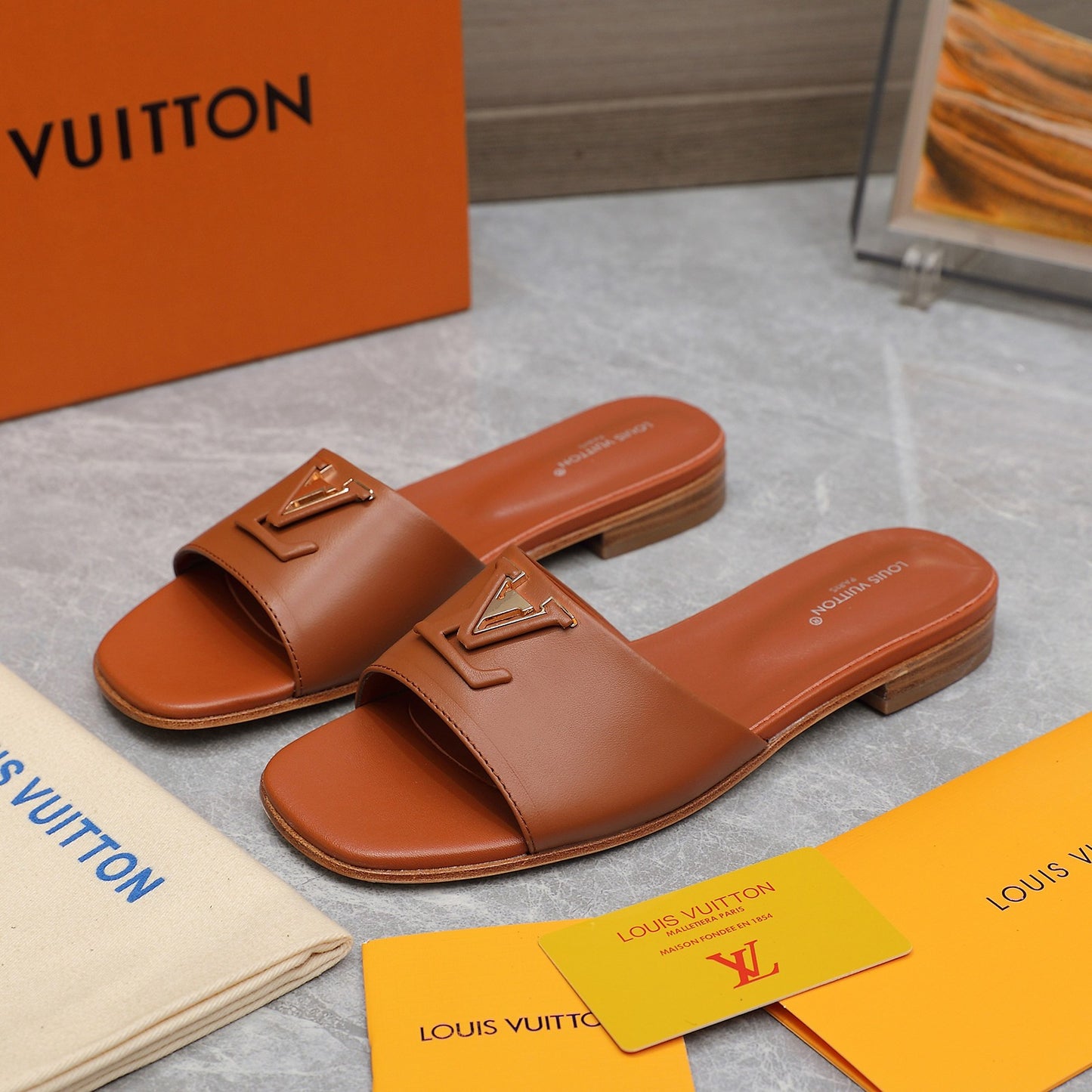 Women's Leather Slide Slippers