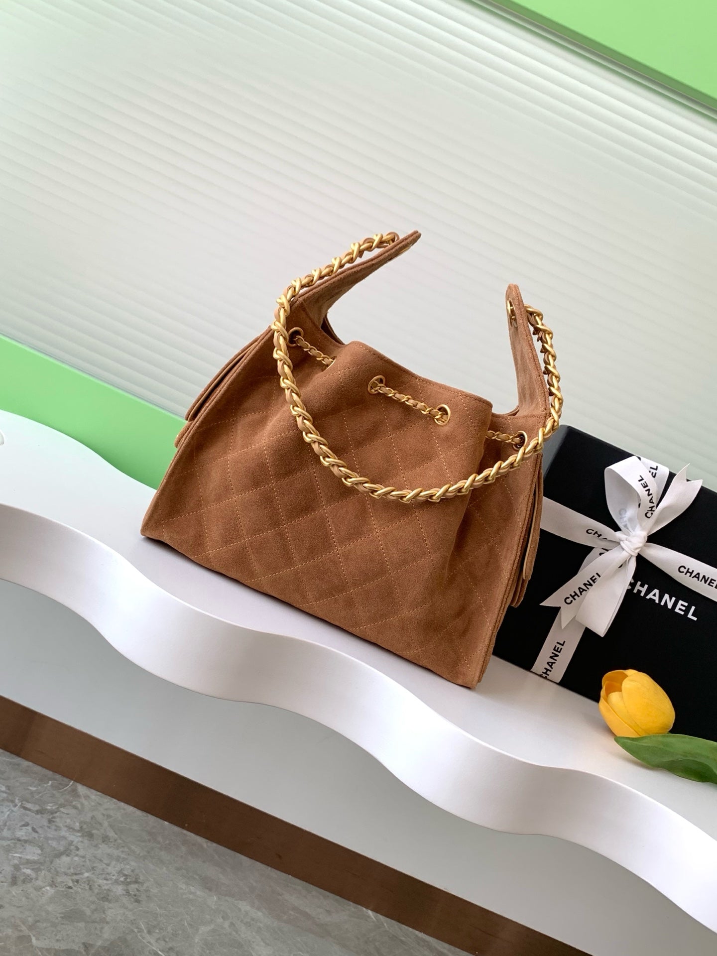 25 Medium Suede Bucket Bag