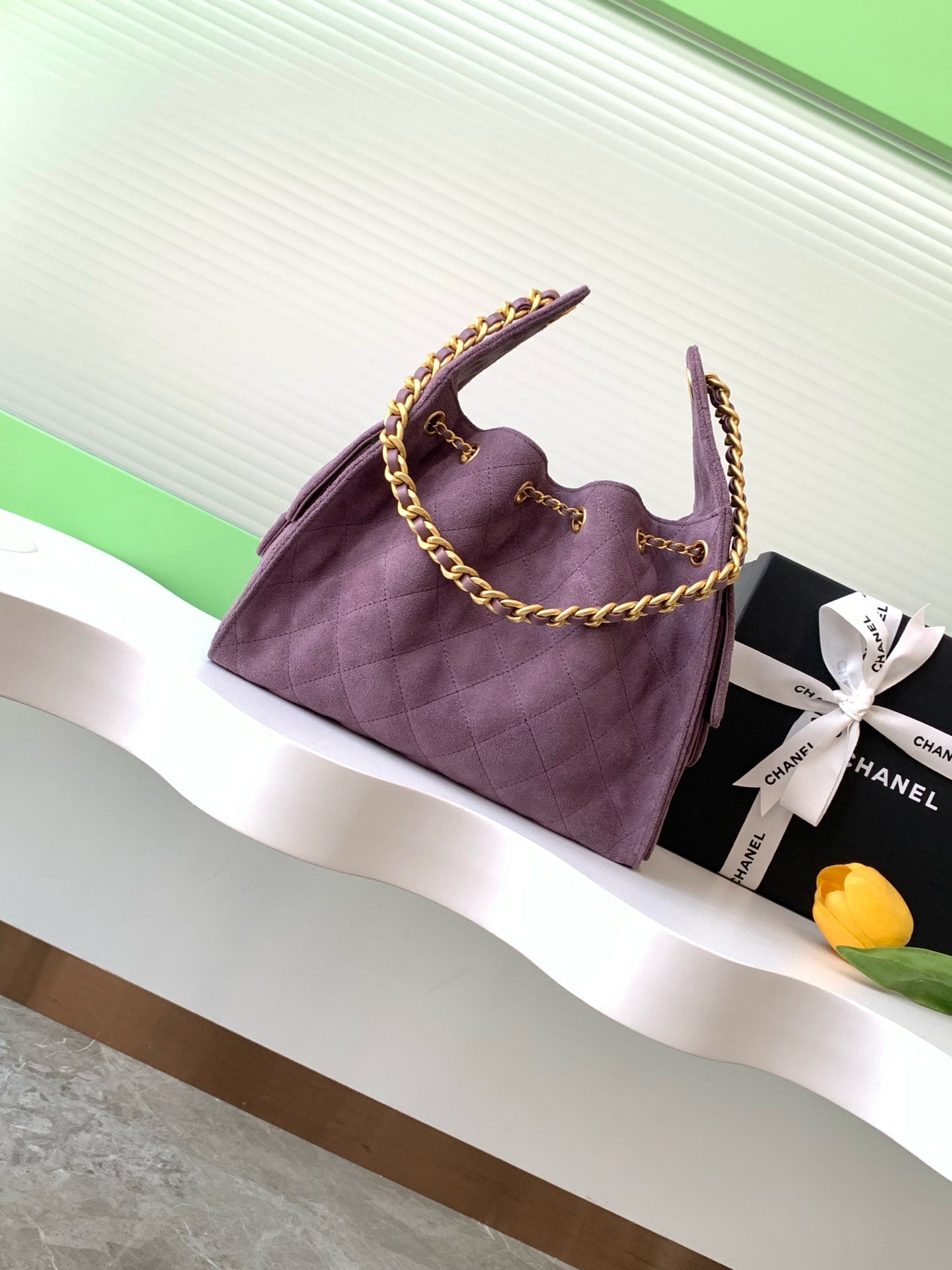 25 Medium Suede Bucket Bag