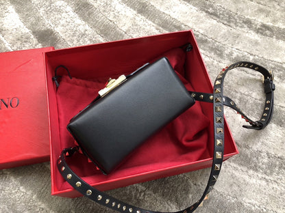 Rockstud Calfskin Shoulder Bag with Studded Strap