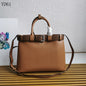 Buckle Belted Medium Leather Tote Bag