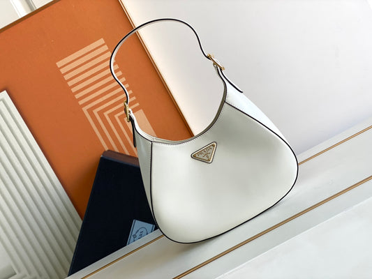 Cleo-Style Smooth Leather Shoulder Bag