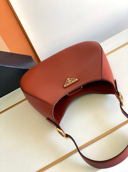 Cleo-Style Smooth Leather Shoulder Bag