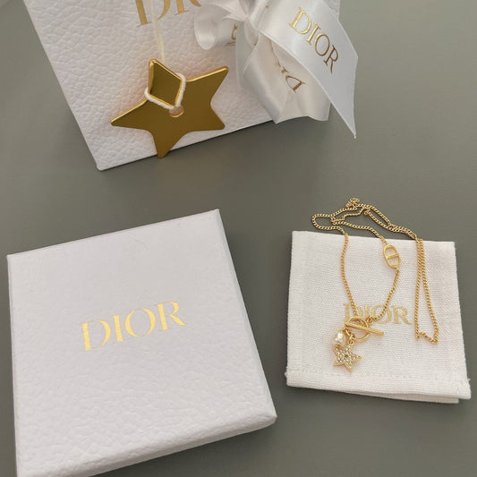 Star Bracelet with Pearl & Crystal Charm in Gold Finish
