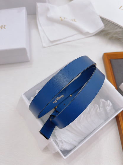 CD Buckle Leather Belt in Deep Blue – 25mm Width