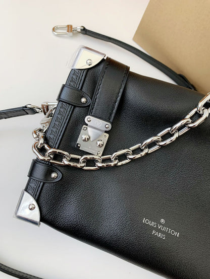 Side Trunk Calfskin Leather Bag