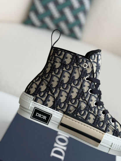 B23 Oblique High-Top Sneaker – Beige Monogram Canvas