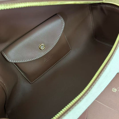 Wine Red Leather & Canvas Crossbody Bag