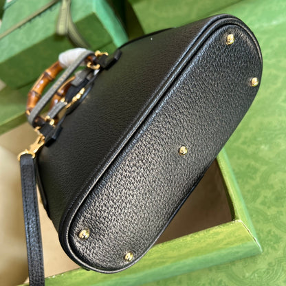 Diana Leather Bamboo Handle Bag