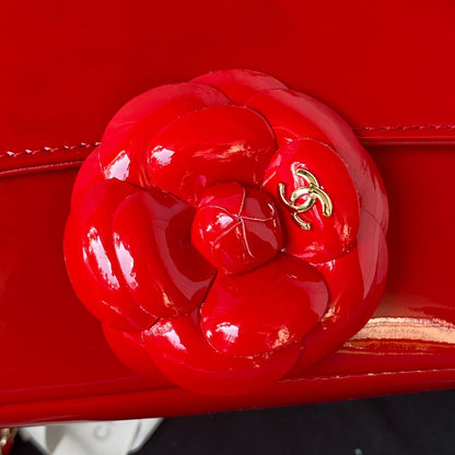 Camellia Patent Flap Bag