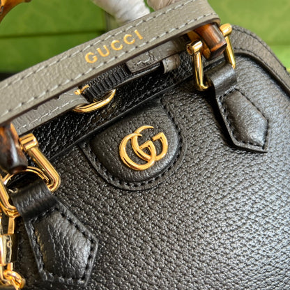 Diana Leather Bamboo Handle Bag