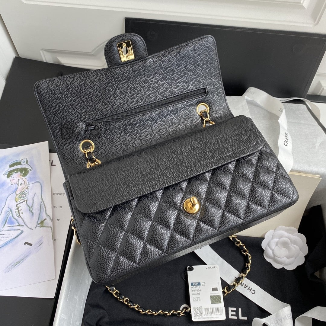 2.55 Caviar Leather - Gold hardware