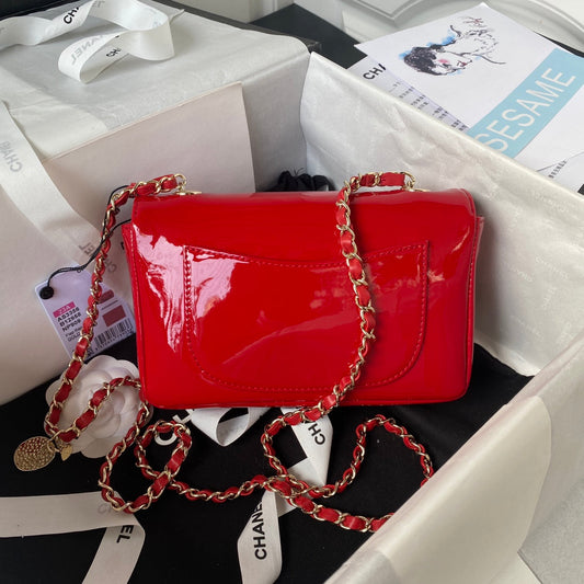 Camellia Patent Flap Bag