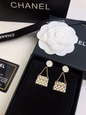 Quilted Bag Drop Earrings – Gold-Tone Statement with Chain Detail