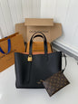 Calfskin Leather Tote Bag with Monogram Pouch