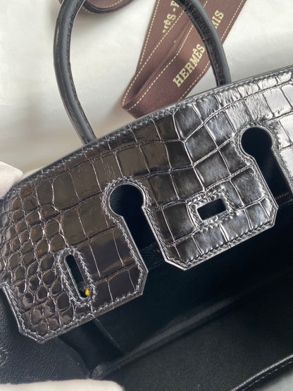 Birkin 25 Togo Leather & Crocodile Leather Bag