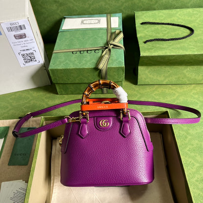 Diana Leather Bamboo Handle Bag