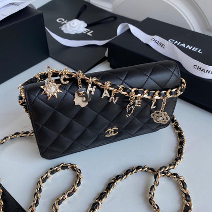 Quilted Coco Charm On Chain Flap Bag