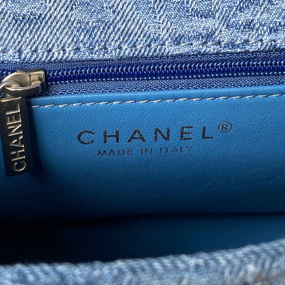 Embroidered Blue Flap Bag