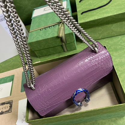 Croc-Embossed Dionysus Shoulder Bag