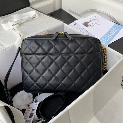 Quilted Dual-Pocket Crossbody Bag