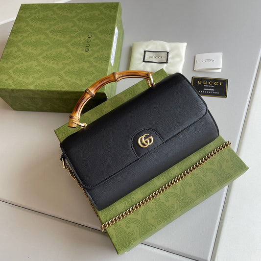 Bamboo Handle Leather Wallet with Chain