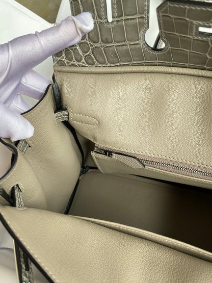Birkin 25 Togo Leather & Crocodile Leather Bag