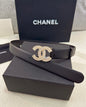 Double C Crystal Buckle Leather Belt