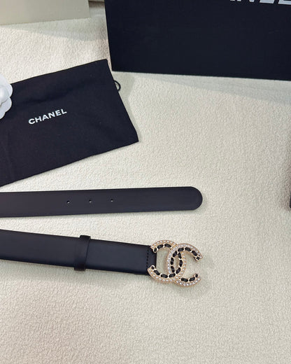 Pearl CC Logo Leather Belt – 28mm